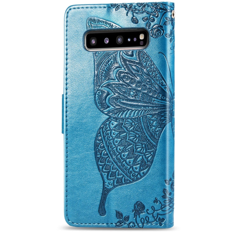 Butterfly Love Flowers Embossing Horizontal Flip Leather Case For Galaxy S10 5G with Holder & Card Slots & Wallet & Lanyard