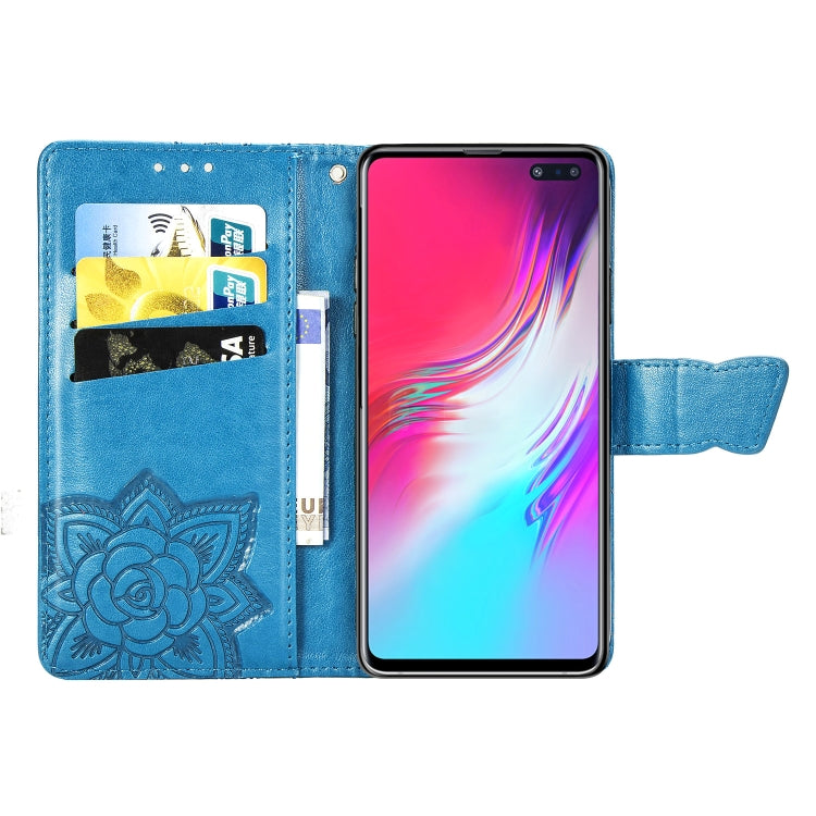 Butterfly Love Flowers Embossing Horizontal Flip Leather Case For Galaxy S10 5G with Holder & Card Slots & Wallet & Lanyard