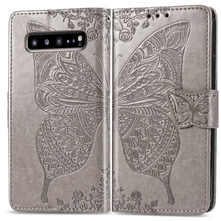 Butterfly Love Flowers Embossing Horizontal Flip Leather Case For Galaxy S10 5G with Holder & Card Slots & Wallet & Lanyard