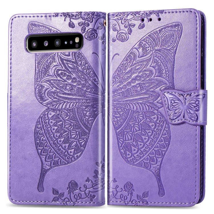 Butterfly Love Flowers Embossing Horizontal Flip Leather Case For Galaxy S10 5G with Holder & Card Slots & Wallet & Lanyard