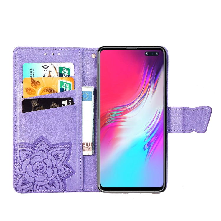 Butterfly Love Flowers Embossing Horizontal Flip Leather Case For Galaxy S10 5G with Holder & Card Slots & Wallet & Lanyard