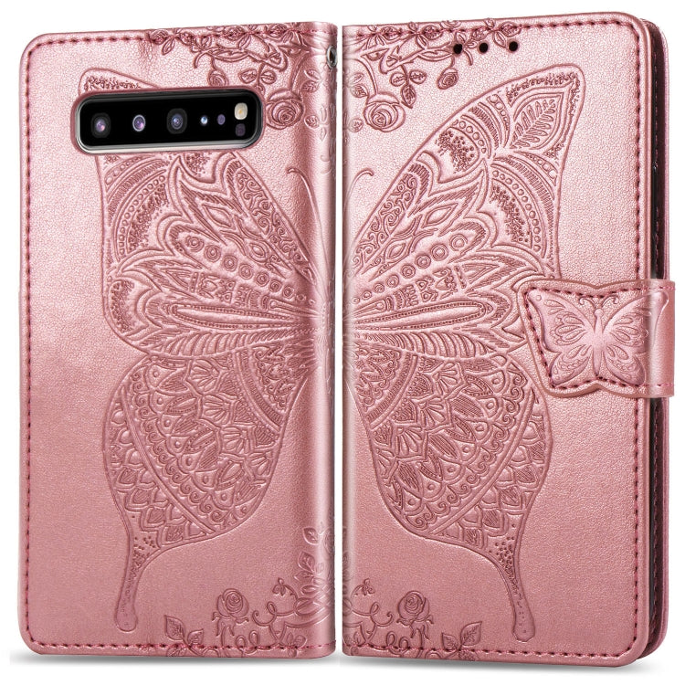 Butterfly Love Flowers Embossing Horizontal Flip Leather Case For Galaxy S10 5G with Holder & Card Slots & Wallet & Lanyard