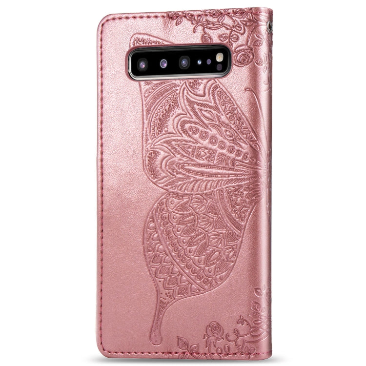 Butterfly Love Flowers Embossing Horizontal Flip Leather Case For Galaxy S10 5G with Holder & Card Slots & Wallet & Lanyard