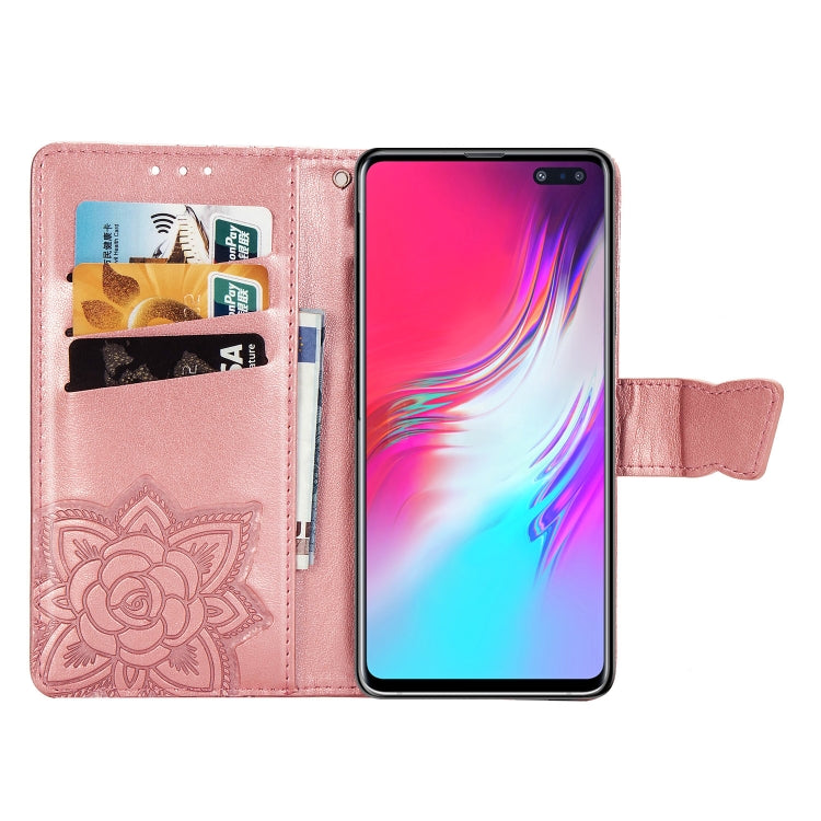 Butterfly Love Flowers Embossing Horizontal Flip Leather Case For Galaxy S10 5G with Holder & Card Slots & Wallet & Lanyard