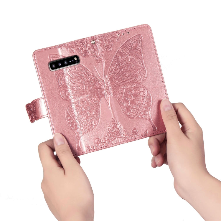 Butterfly Love Flowers Embossing Horizontal Flip Leather Case For Galaxy S10 5G with Holder & Card Slots & Wallet & Lanyard