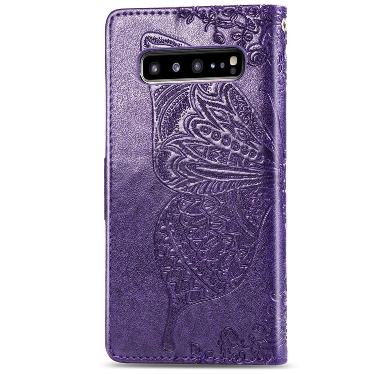 Butterfly Love Flowers Embossing Horizontal Flip Leather Case For Galaxy S10 5G with Holder & Card Slots & Wallet & Lanyard