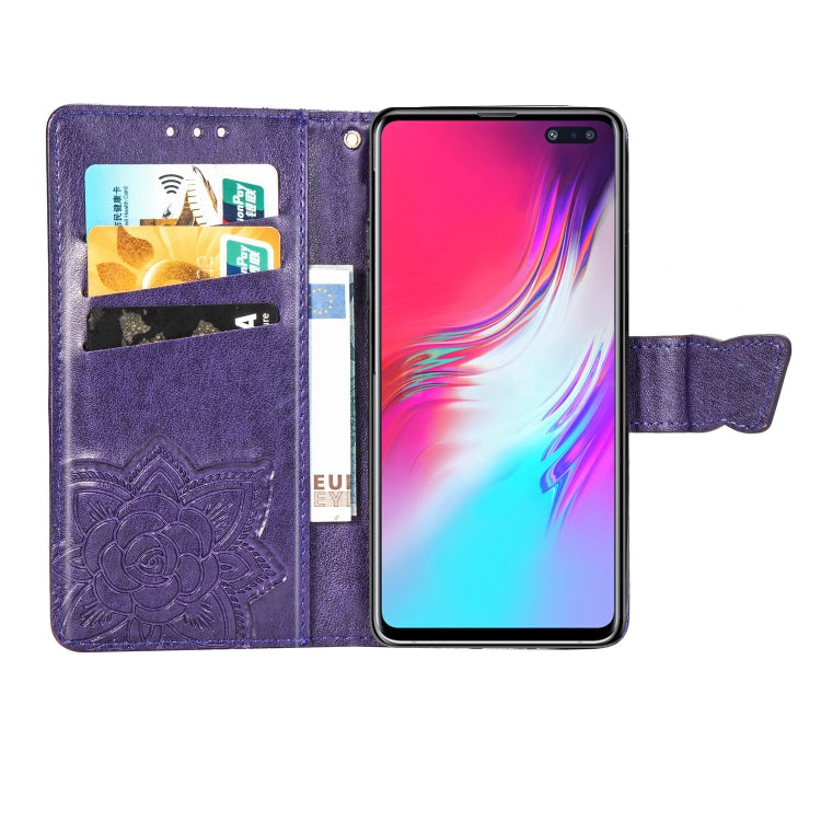 Butterfly Love Flowers Embossing Horizontal Flip Leather Case For Galaxy S10 5G with Holder & Card Slots & Wallet & Lanyard