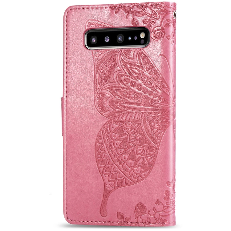 Butterfly Love Flowers Embossing Horizontal Flip Leather Case For Galaxy S10 5G with Holder & Card Slots & Wallet & Lanyard