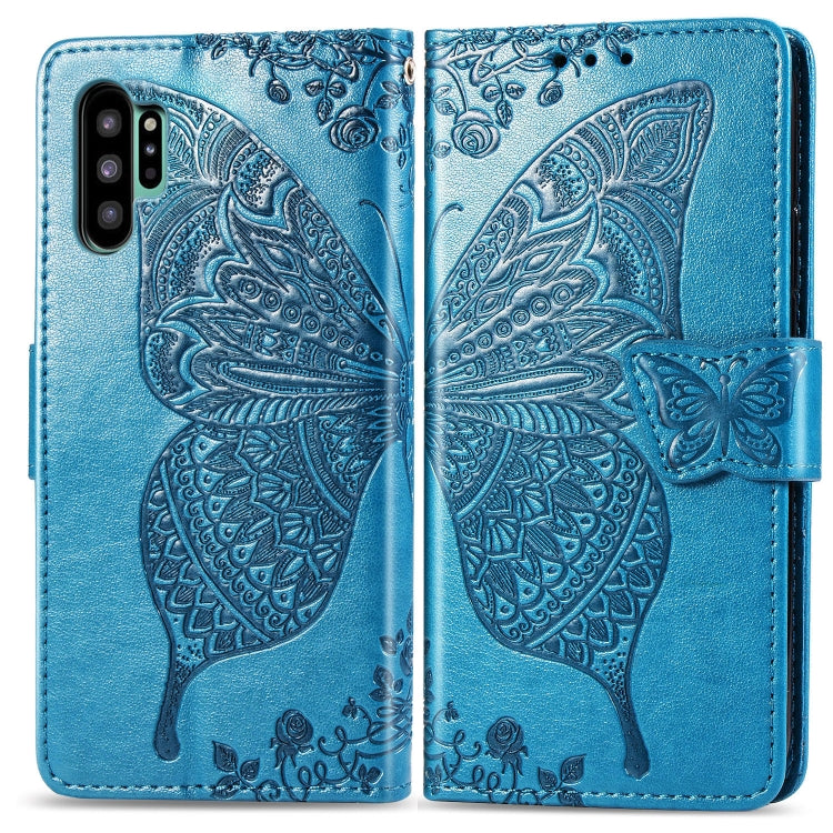 Butterfly Love Flowers Embossing Horizontal Flip Leather Case For Galaxy Note10+ with Holder & Card Slots & Wallet & Lanyard