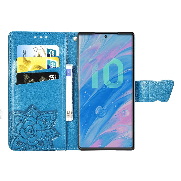 Butterfly Love Flowers Embossing Horizontal Flip Leather Case For Galaxy Note10+ with Holder & Card Slots & Wallet & Lanyard