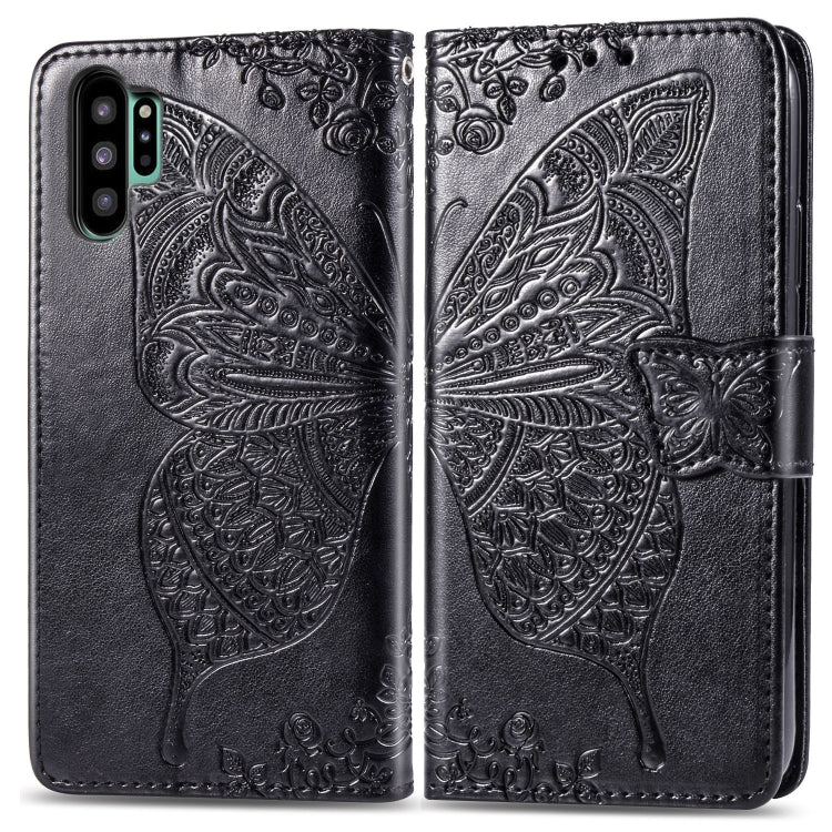 Butterfly Love Flowers Embossing Horizontal Flip Leather Case For Galaxy Note10+ with Holder & Card Slots & Wallet & Lanyard