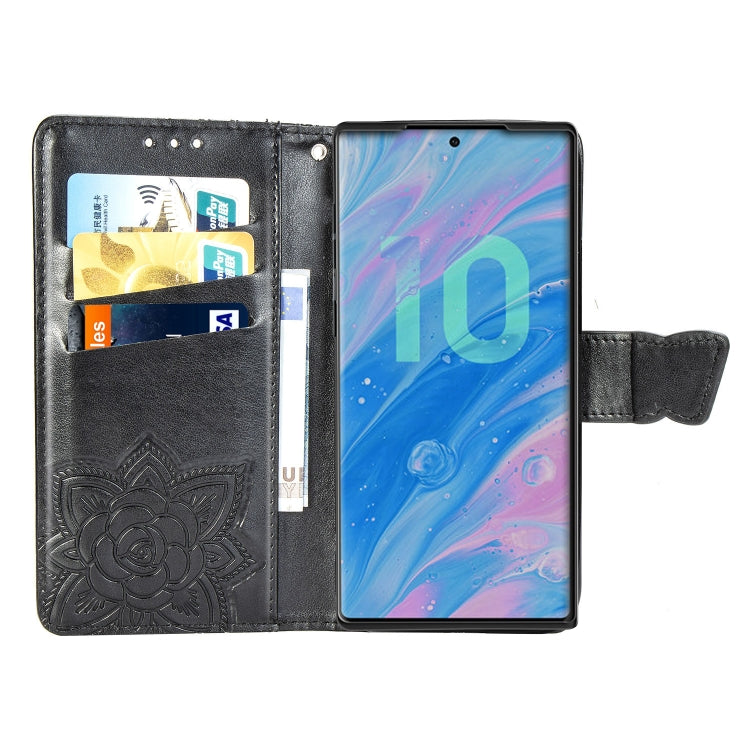 Butterfly Love Flowers Embossing Horizontal Flip Leather Case For Galaxy Note10+ with Holder & Card Slots & Wallet & Lanyard