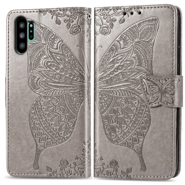 Butterfly Love Flowers Embossing Horizontal Flip Leather Case For Galaxy Note10+ with Holder & Card Slots & Wallet & Lanyard