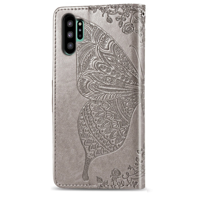 Butterfly Love Flowers Embossing Horizontal Flip Leather Case For Galaxy Note10+ with Holder & Card Slots & Wallet & Lanyard