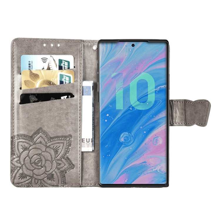 Butterfly Love Flowers Embossing Horizontal Flip Leather Case For Galaxy Note10+ with Holder & Card Slots & Wallet & Lanyard