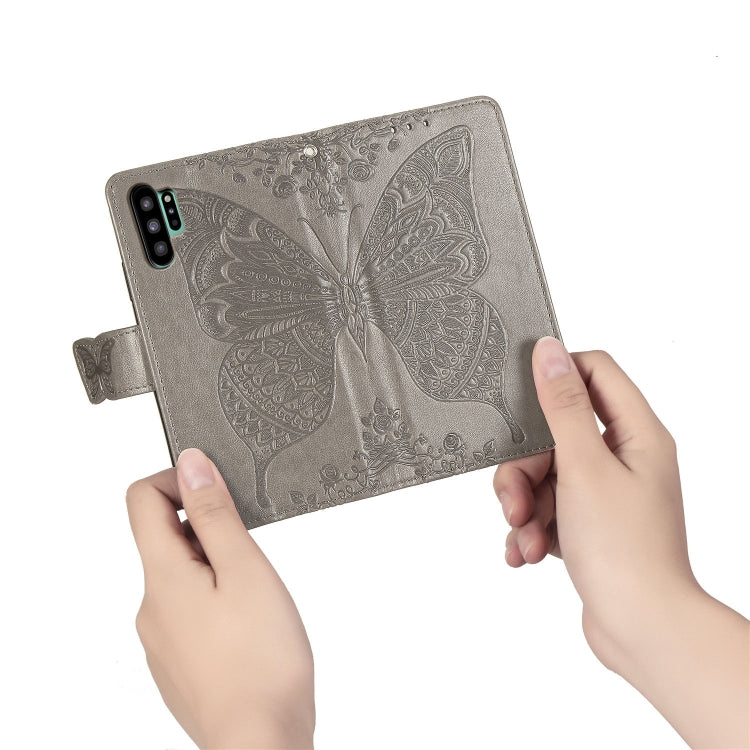 Butterfly Love Flowers Embossing Horizontal Flip Leather Case For Galaxy Note10+ with Holder & Card Slots & Wallet & Lanyard