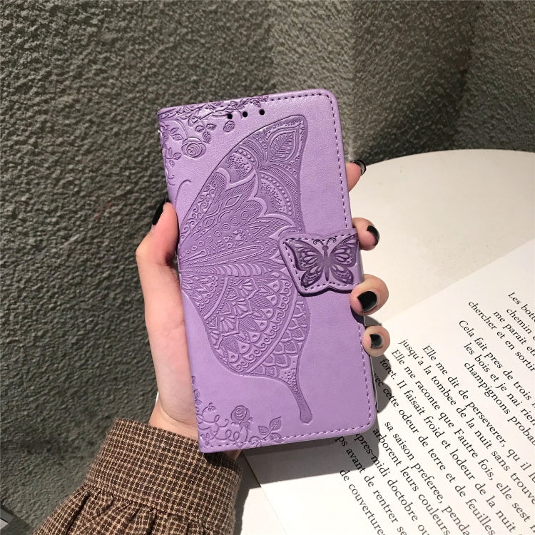 Butterfly Love Flowers Embossing Horizontal Flip Leather Case For Galaxy Note10+ with Holder & Card Slots & Wallet & Lanyard