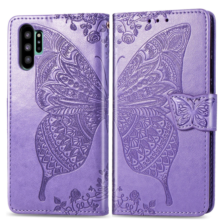 Butterfly Love Flowers Embossing Horizontal Flip Leather Case For Galaxy Note10+ with Holder & Card Slots & Wallet & Lanyard