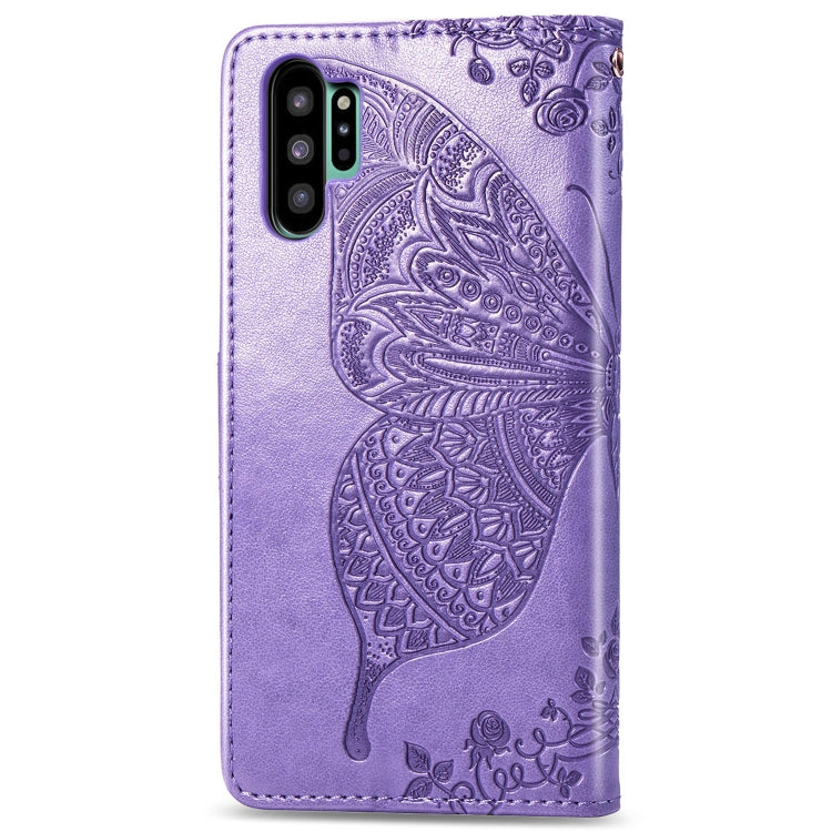 Butterfly Love Flowers Embossing Horizontal Flip Leather Case For Galaxy Note10+ with Holder & Card Slots & Wallet & Lanyard