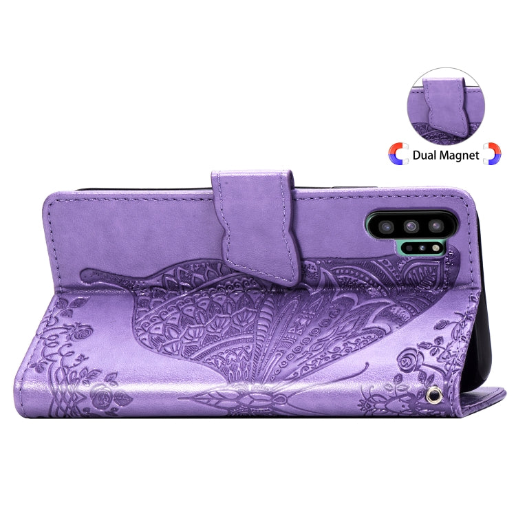 Butterfly Love Flowers Embossing Horizontal Flip Leather Case For Galaxy Note10+ with Holder & Card Slots & Wallet & Lanyard