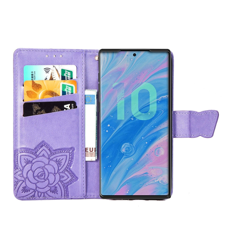 Butterfly Love Flowers Embossing Horizontal Flip Leather Case For Galaxy Note10+ with Holder & Card Slots & Wallet & Lanyard