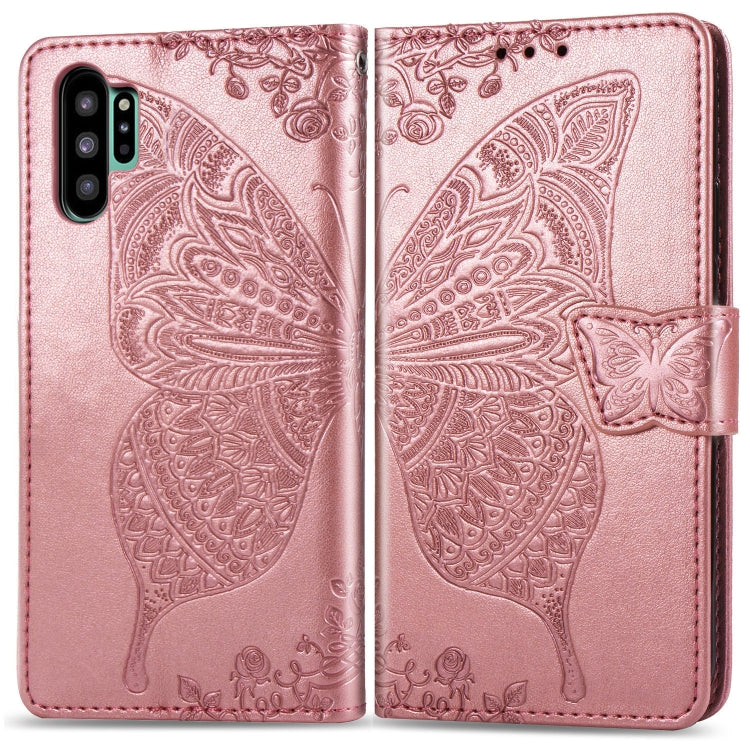 Butterfly Love Flowers Embossing Horizontal Flip Leather Case For Galaxy Note10+ with Holder & Card Slots & Wallet & Lanyard