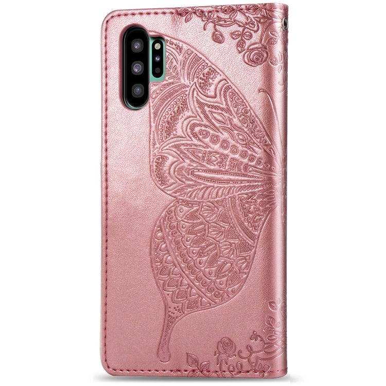 Butterfly Love Flowers Embossing Horizontal Flip Leather Case For Galaxy Note10+ with Holder & Card Slots & Wallet & Lanyard