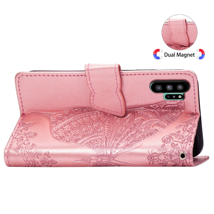 Butterfly Love Flowers Embossing Horizontal Flip Leather Case For Galaxy Note10+ with Holder & Card Slots & Wallet & Lanyard