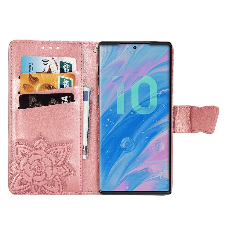 Butterfly Love Flowers Embossing Horizontal Flip Leather Case For Galaxy Note10+ with Holder & Card Slots & Wallet & Lanyard