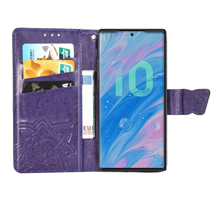 Butterfly Love Flowers Embossing Horizontal Flip Leather Case For Galaxy Note10+ with Holder & Card Slots & Wallet & Lanyard