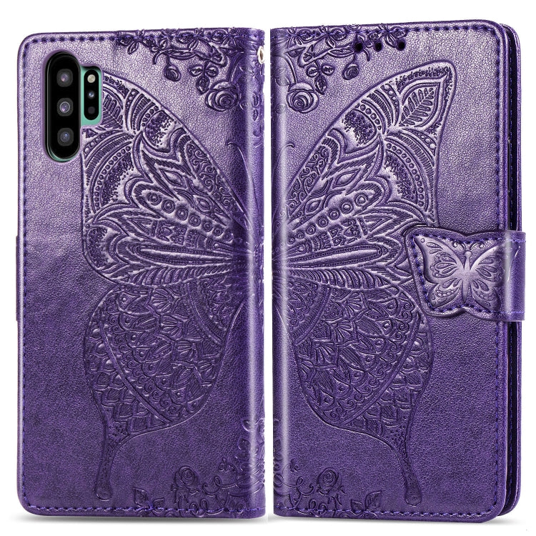 Butterfly Love Flowers Embossing Horizontal Flip Leather Case For Galaxy Note10+ with Holder & Card Slots & Wallet & Lanyard