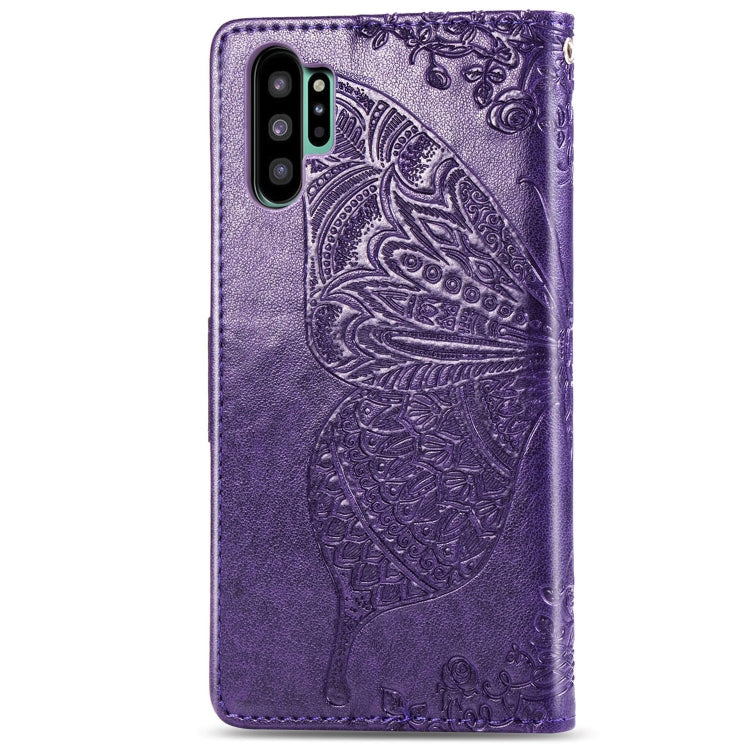 Butterfly Love Flowers Embossing Horizontal Flip Leather Case For Galaxy Note10+ with Holder & Card Slots & Wallet & Lanyard