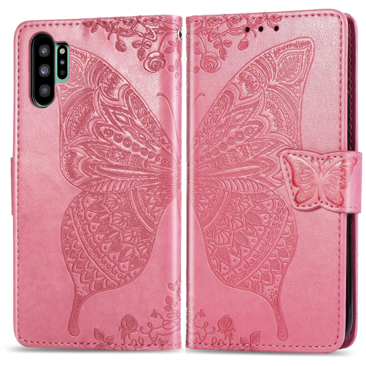 Butterfly Love Flowers Embossing Horizontal Flip Leather Case For Galaxy Note10+ with Holder & Card Slots & Wallet & Lanyard