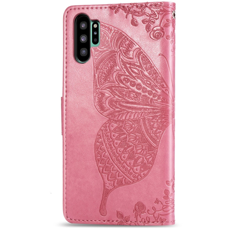 Butterfly Love Flowers Embossing Horizontal Flip Leather Case For Galaxy Note10+ with Holder & Card Slots & Wallet & Lanyard