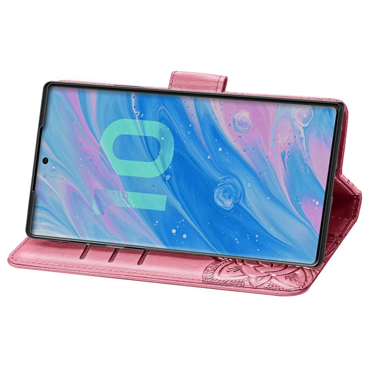 Butterfly Love Flowers Embossing Horizontal Flip Leather Case For Galaxy Note10+ with Holder & Card Slots & Wallet & Lanyard