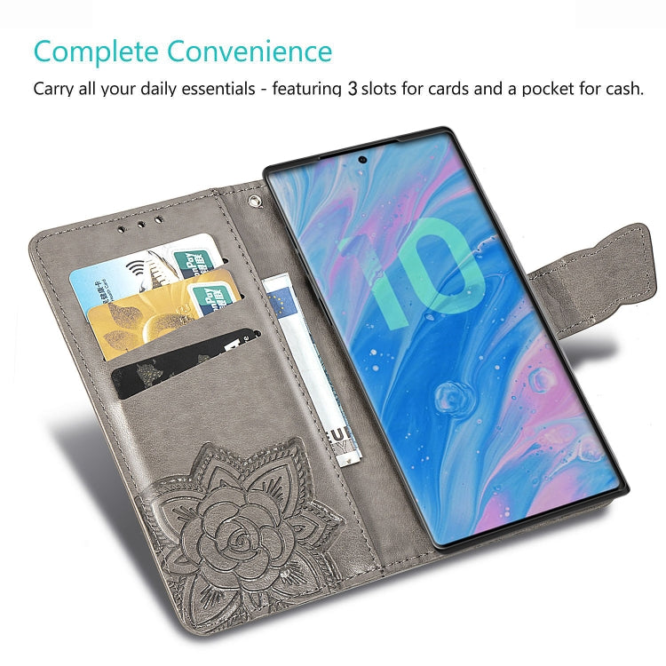 Butterfly Love Flowers Embossing Horizontal Flip Leather Case For Galaxy Note10+ with Holder & Card Slots & Wallet & Lanyard