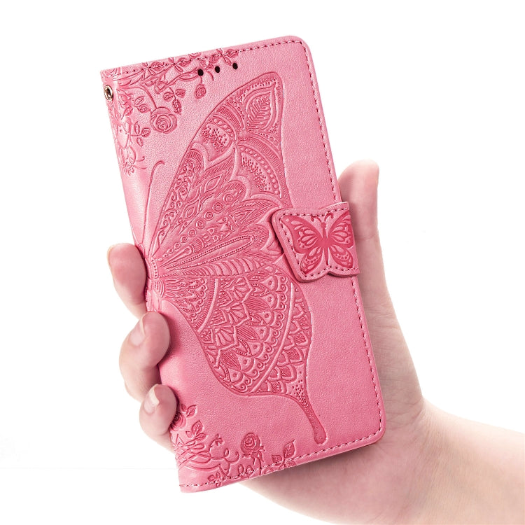 Butterfly Love Flowers Embossing Horizontal Flip Leather Case For Galaxy Note10+ with Holder & Card Slots & Wallet & Lanyard