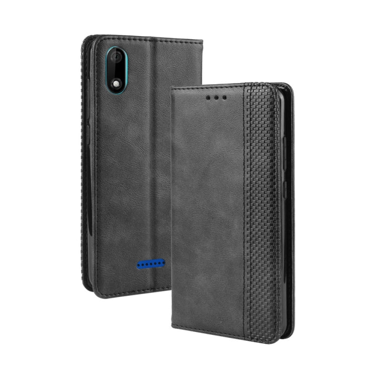 Magnetic Buckle Retro Crazy Horse Texture Horizontal Flip Leather Case for Wiko Y60, with Holder & Card Slots & Photo Frame