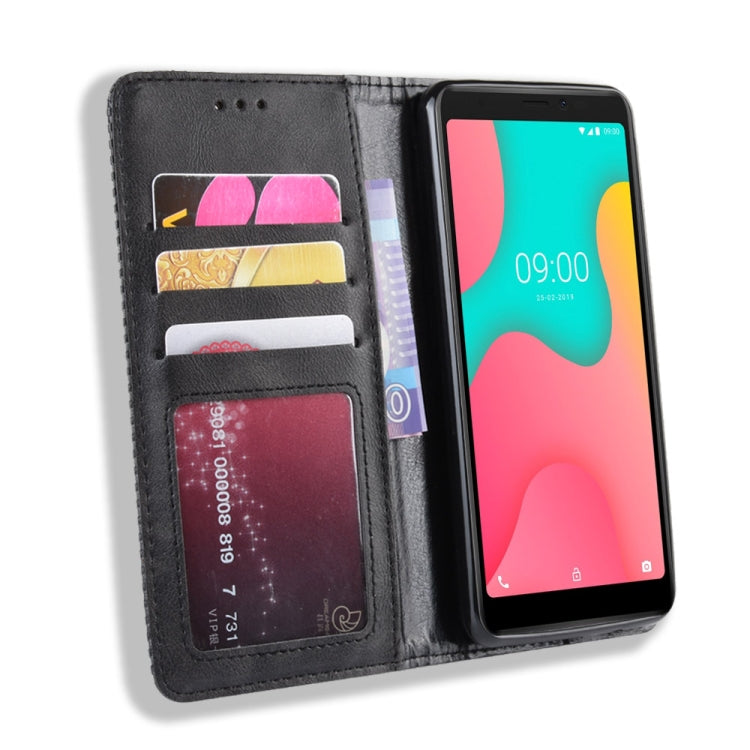 Magnetic Buckle Retro Crazy Horse Texture Horizontal Flip Leather Case for Wiko Y60, with Holder & Card Slots & Photo Frame