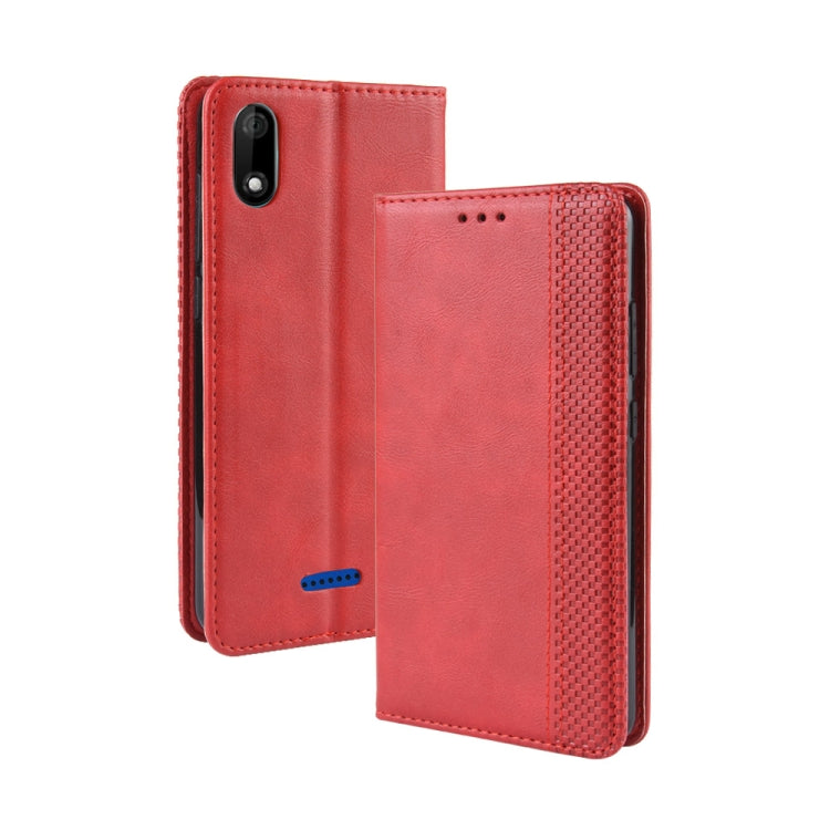Magnetic Buckle Retro Crazy Horse Texture Horizontal Flip Leather Case for Wiko Y60, with Holder & Card Slots & Photo Frame