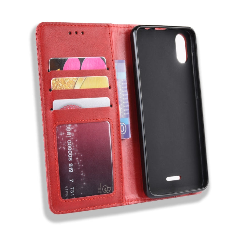 Magnetic Buckle Retro Crazy Horse Texture Horizontal Flip Leather Case for Wiko Y60, with Holder & Card Slots & Photo Frame