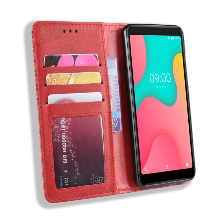 Magnetic Buckle Retro Crazy Horse Texture Horizontal Flip Leather Case for Wiko Y60, with Holder & Card Slots & Photo Frame
