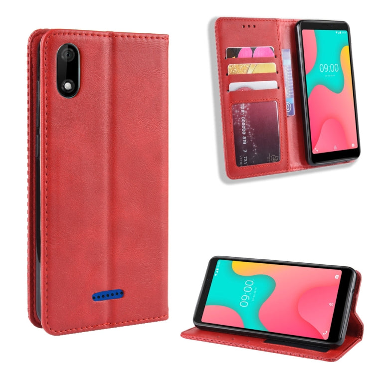Magnetic Buckle Retro Crazy Horse Texture Horizontal Flip Leather Case for Wiko Y60, with Holder & Card Slots & Photo Frame