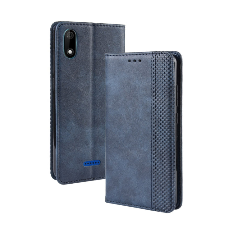 Magnetic Buckle Retro Crazy Horse Texture Horizontal Flip Leather Case for Wiko Y60, with Holder & Card Slots & Photo Frame