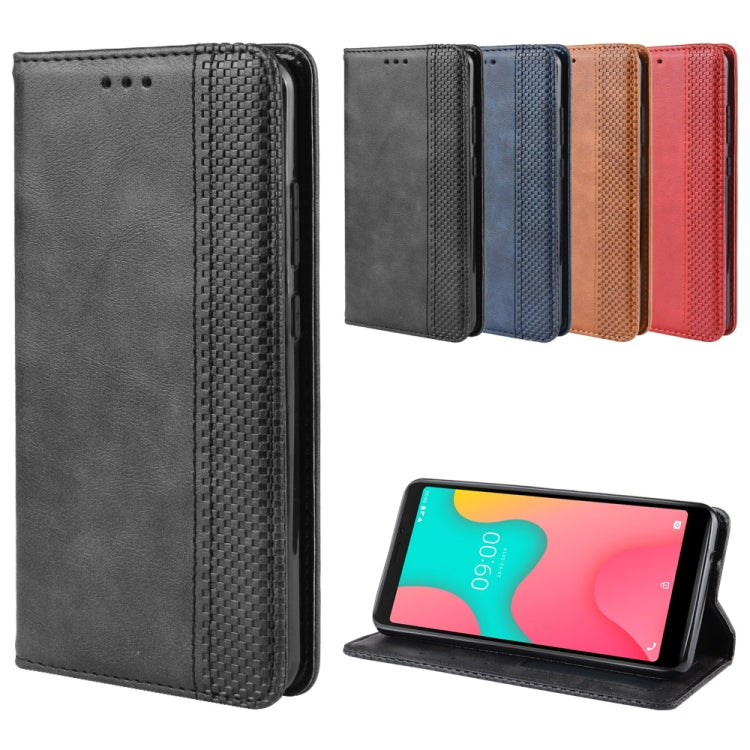 Magnetic Buckle Retro Crazy Horse Texture Horizontal Flip Leather Case for Wiko Y60, with Holder & Card Slots & Photo Frame