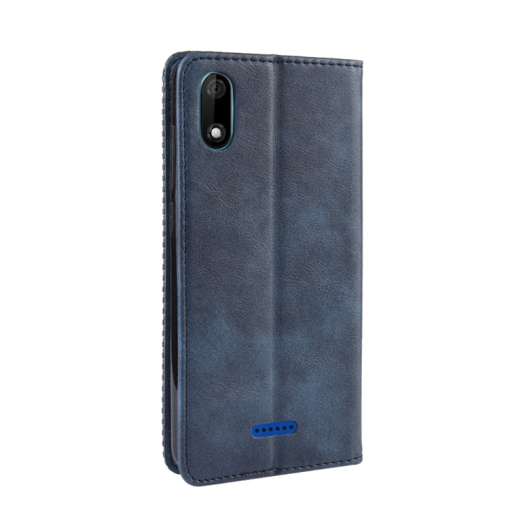 Magnetic Buckle Retro Crazy Horse Texture Horizontal Flip Leather Case for Wiko Y60, with Holder & Card Slots & Photo Frame