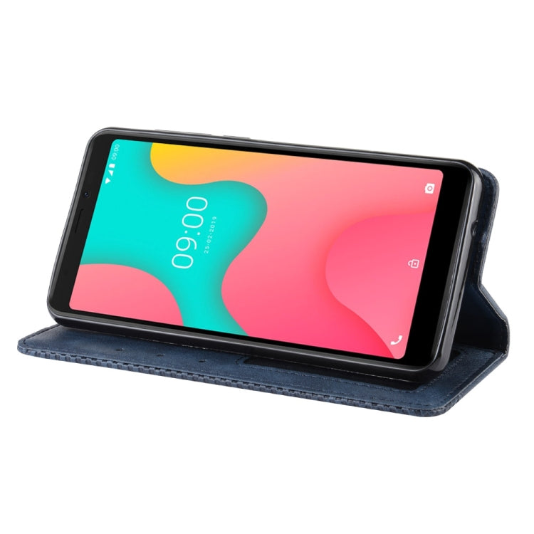 Magnetic Buckle Retro Crazy Horse Texture Horizontal Flip Leather Case for Wiko Y60, with Holder & Card Slots & Photo Frame