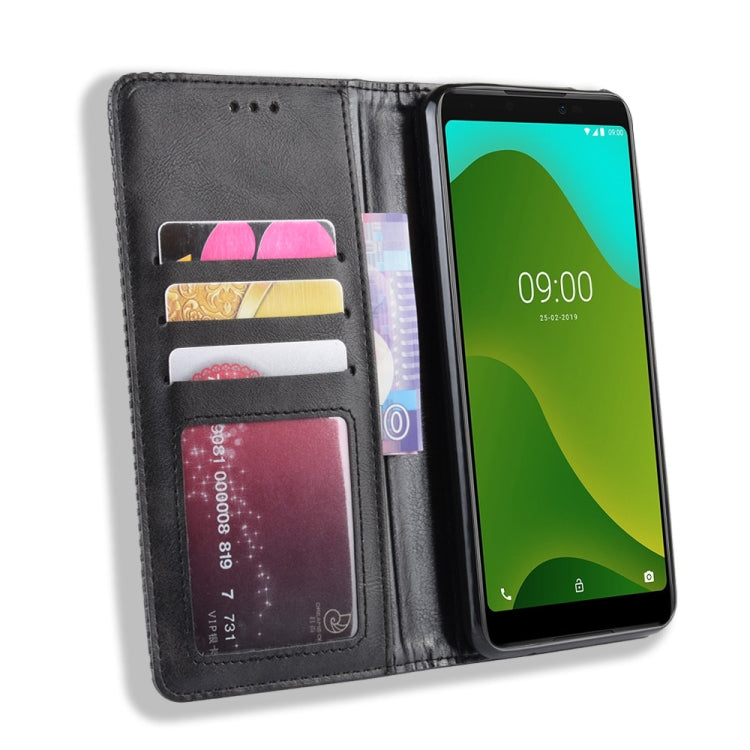 Magnetic Buckle Retro Crazy Horse Texture Horizontal Flip Leather Case for Wiko Jerry 4, with Holder & Card Slots & Photo Frame