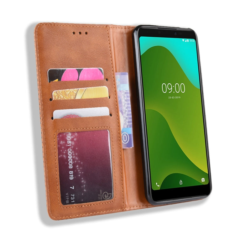 Magnetic Buckle Retro Crazy Horse Texture Horizontal Flip Leather Case for Wiko Jerry 4, with Holder & Card Slots & Photo Frame