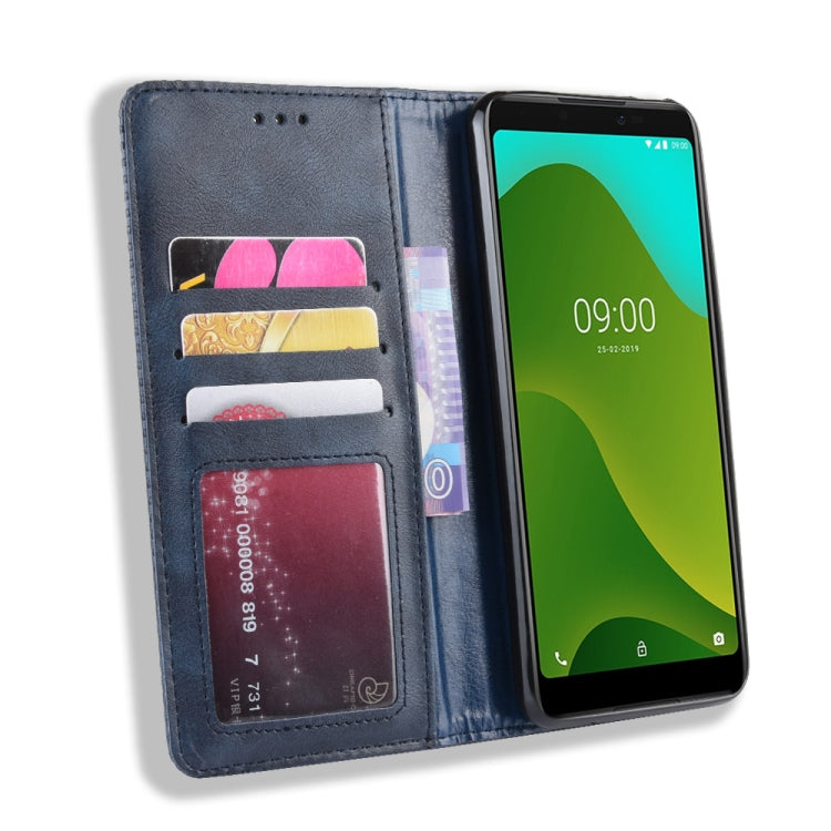 Magnetic Buckle Retro Crazy Horse Texture Horizontal Flip Leather Case for Wiko Jerry 4, with Holder & Card Slots & Photo Frame